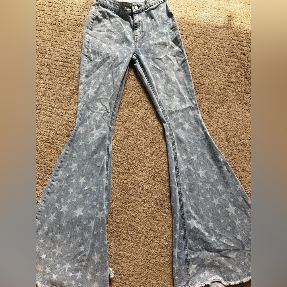 Star Pattern Flare Jeans